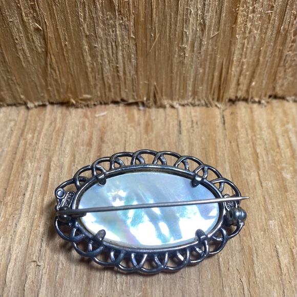 Vintage Judith Jack Sterling Marcasite Oval Brooch - Picture 2 of 2